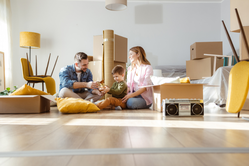 family in new apartment